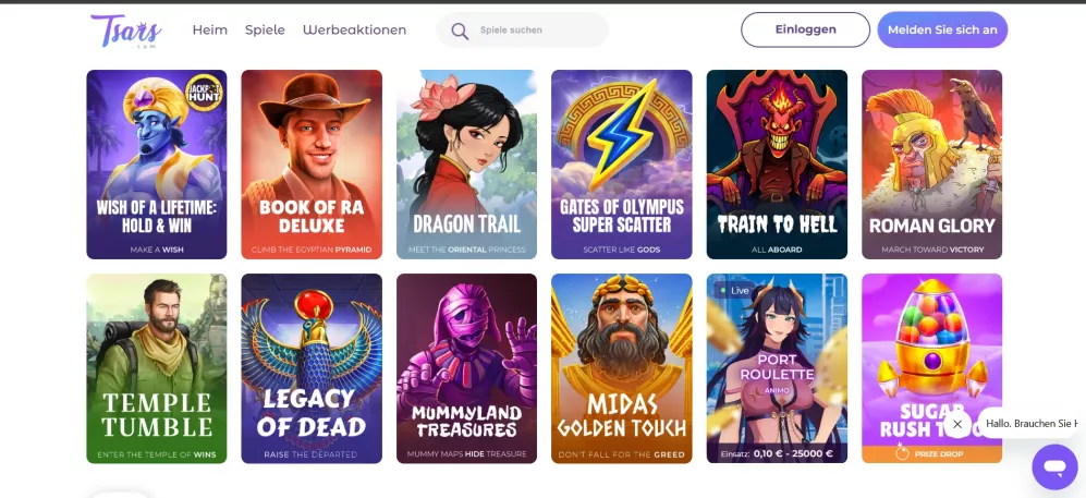 Tsars Casino – Willkommensbonus bis zu 2000 € + 200 Freispiele sichern